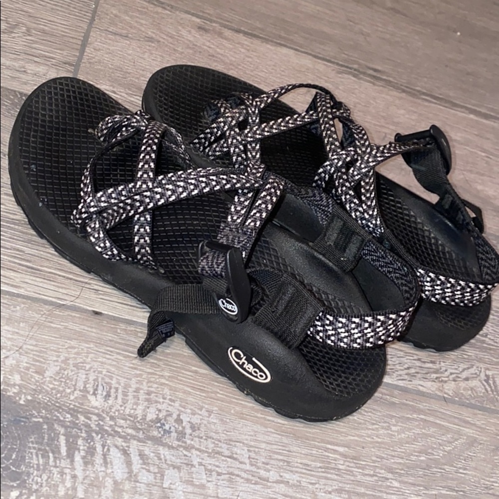 Black and white chacos